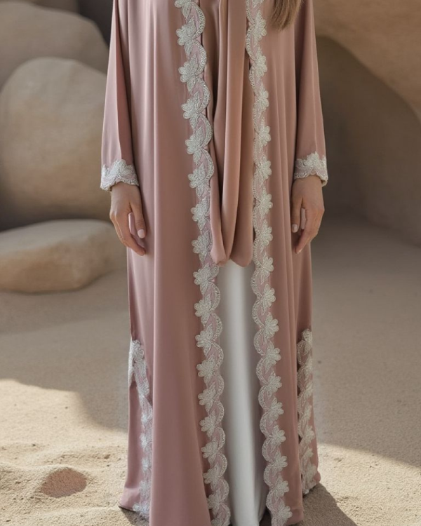 Premium nada fabric abaya with lace detail