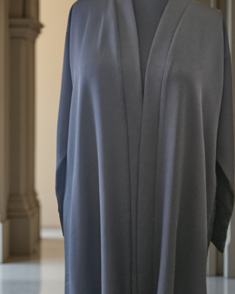 Premium nada fabric abaya with jacqard fabric at the back and sleeves