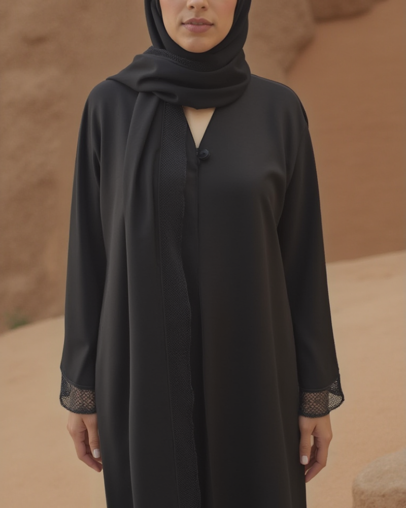 Premium nada fabric abaya with lace detail