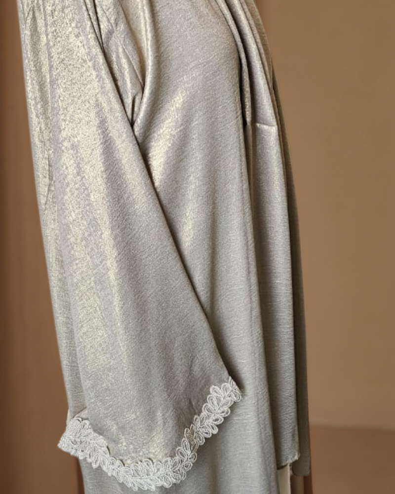 Gold Abaya festive collection with lace detail