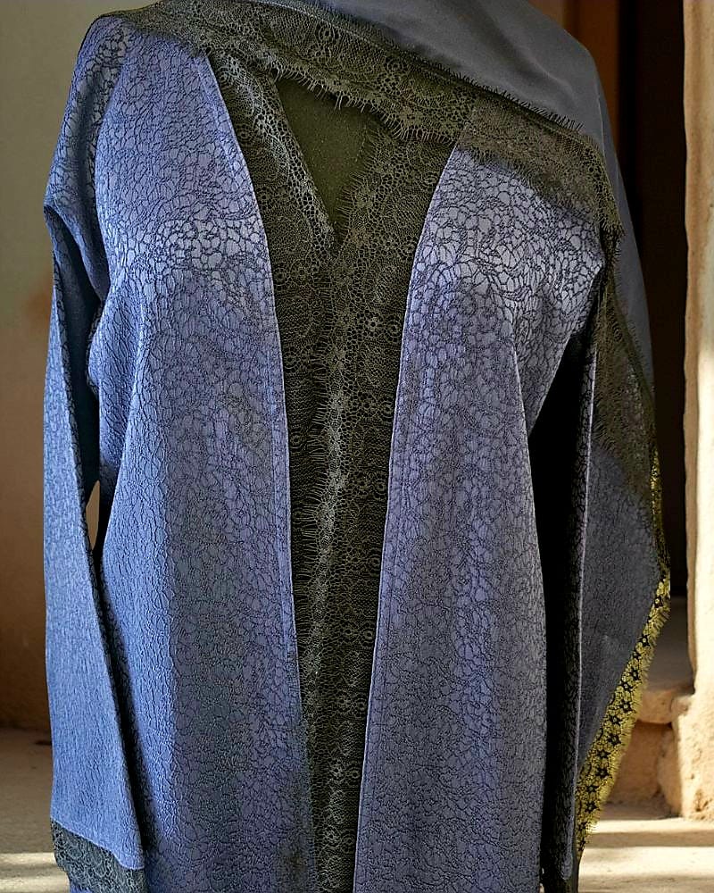 Blue Jacqard abaya