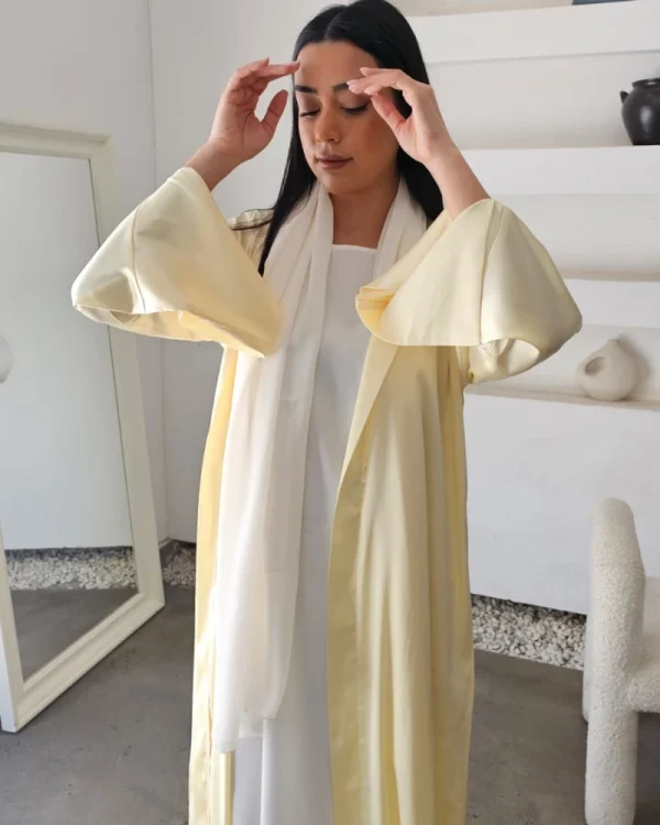Noor Luxe premium silk Abayas Made In UAE with a matching Sheila