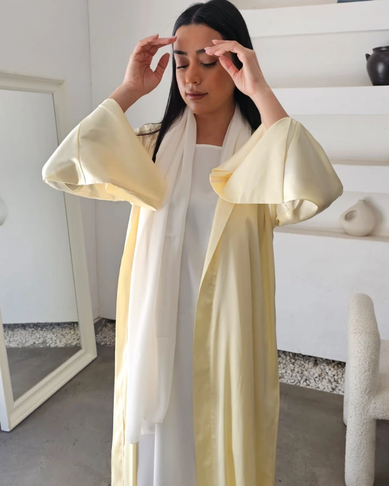 Noor Luxe premium silk Abayas Made In UAE with a matching Sheila