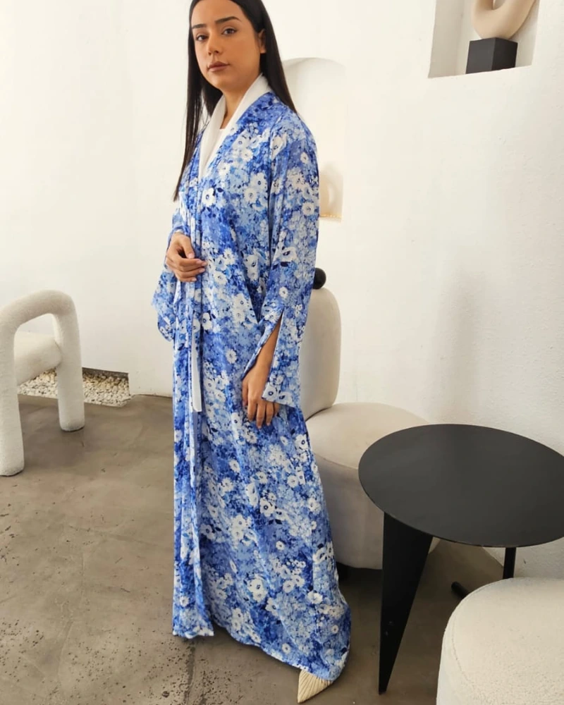 Noor Prints Abayas Made In UAE in Chiffon with a matching chiffon Sheila