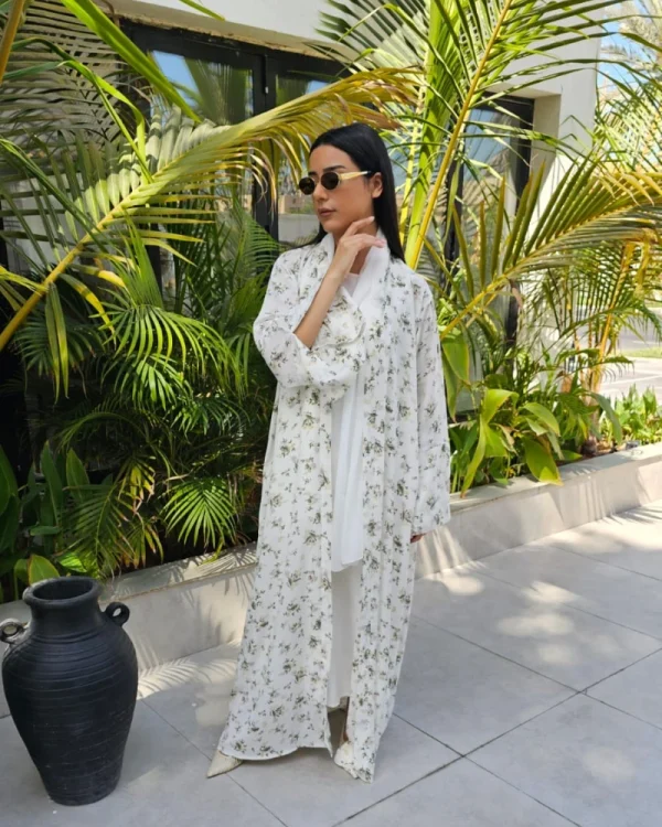 Noor Prints Abayas Made In UAE in Chiffon with a matching chiffon Sheila