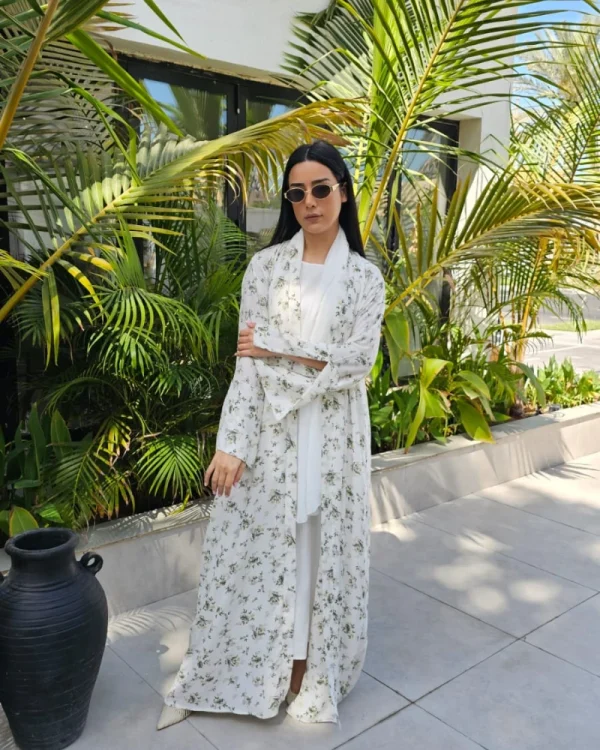 Noor Prints Abayas Made In UAE in Chiffon with a matching chiffon Sheila