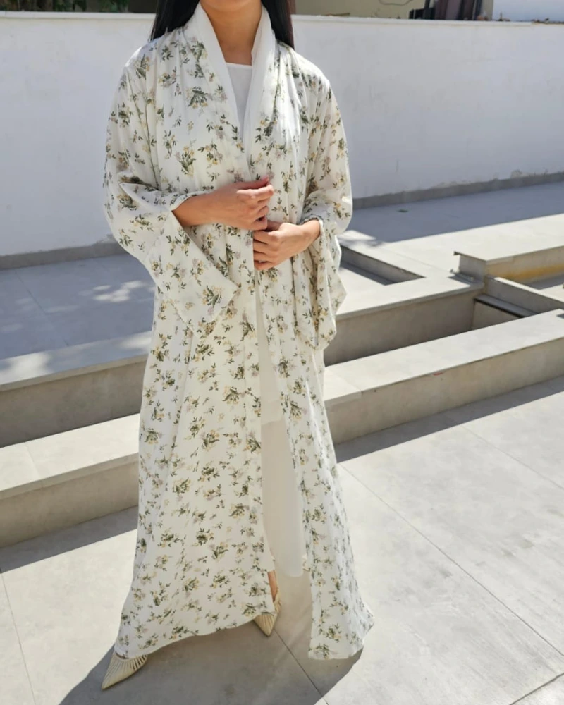 Noor Prints Abayas Made In UAE in Chiffon with a matching chiffon Sheila