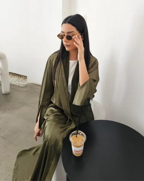 Noor Luxe premium silk Abayas Made In UAE with a matching Sheila