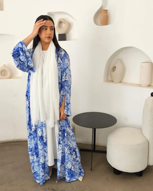 Noor Prints Abayas Made In UAE in Chiffon with a matching chiffon Sheila