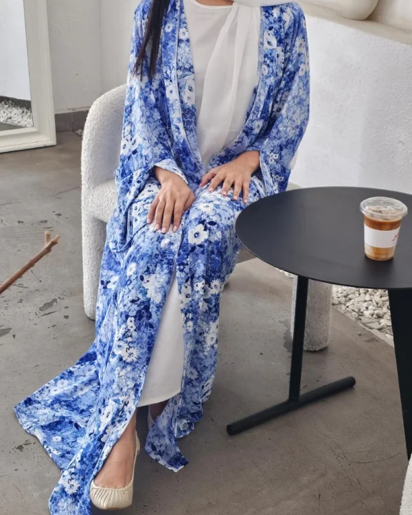 Noor Prints Abayas Made In UAE in Chiffon with a matching chiffon Sheila