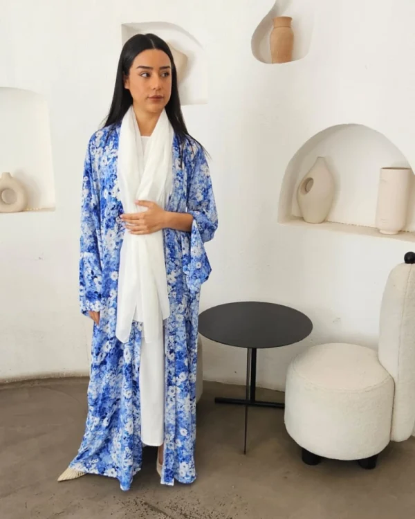 Noor Prints Abayas Made In UAE in Chiffon with a matching chiffon Sheila