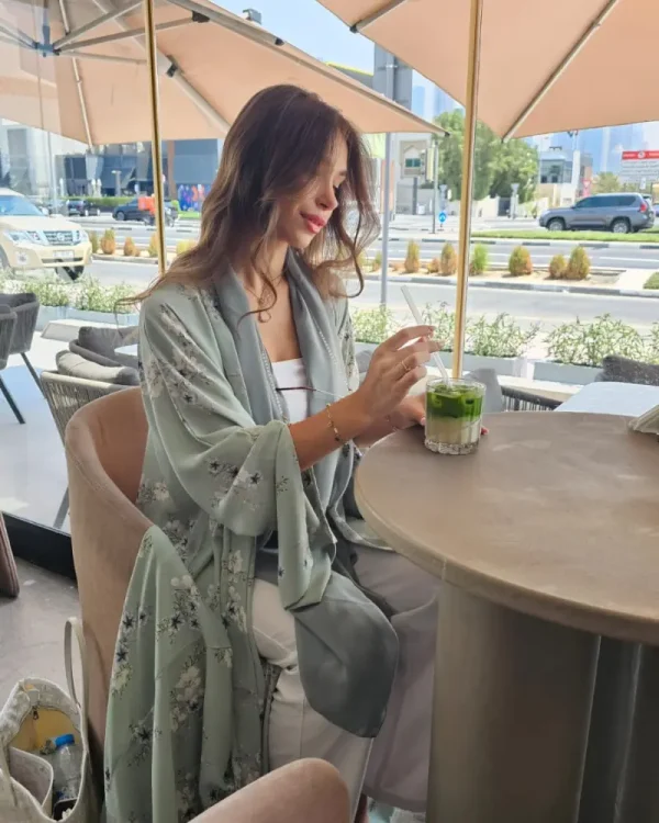 Noor Prints Abayas Made In UAE in Chiffon with a matching Chiffon Sheila