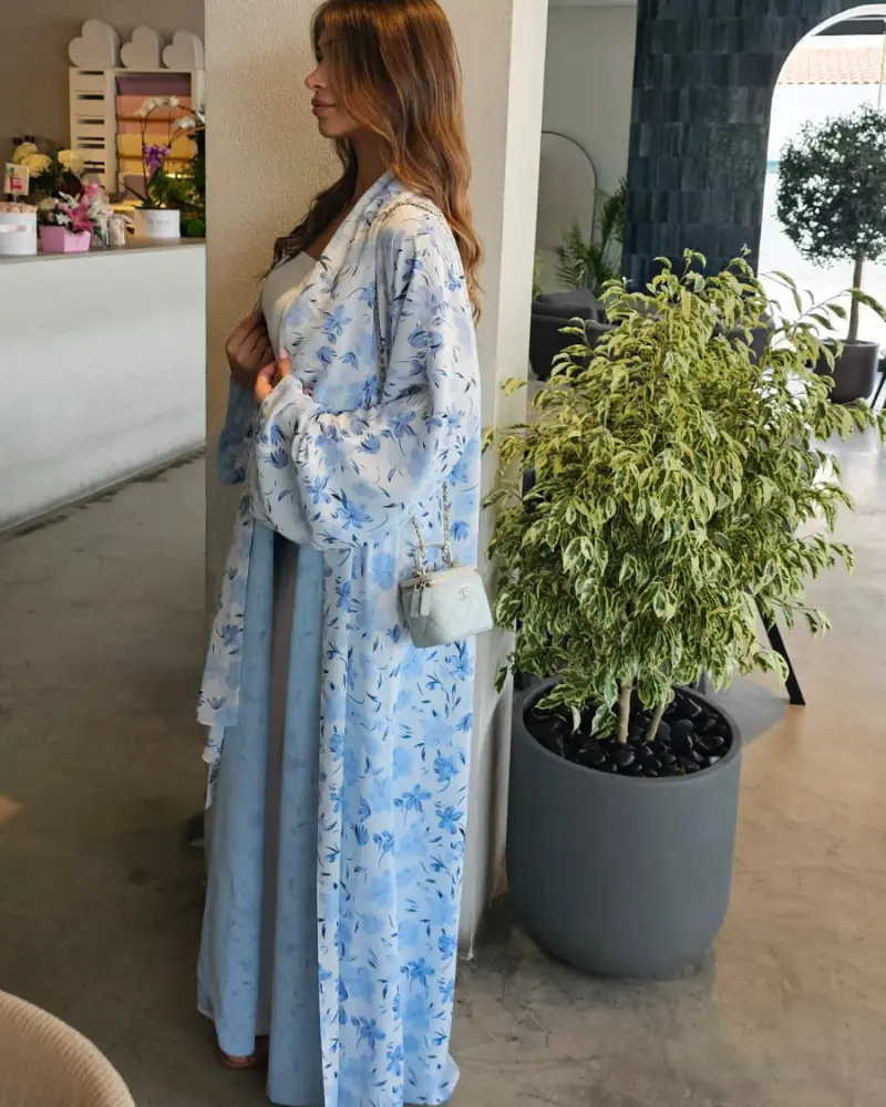 Noor Prints Abayas Made In UAE in Chiffon with a matching printed Sheila