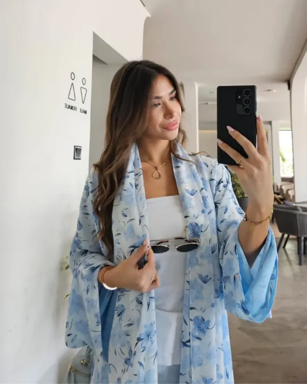 Noor Prints Abayas Made In UAE in Chiffon with a matching printed Sheila