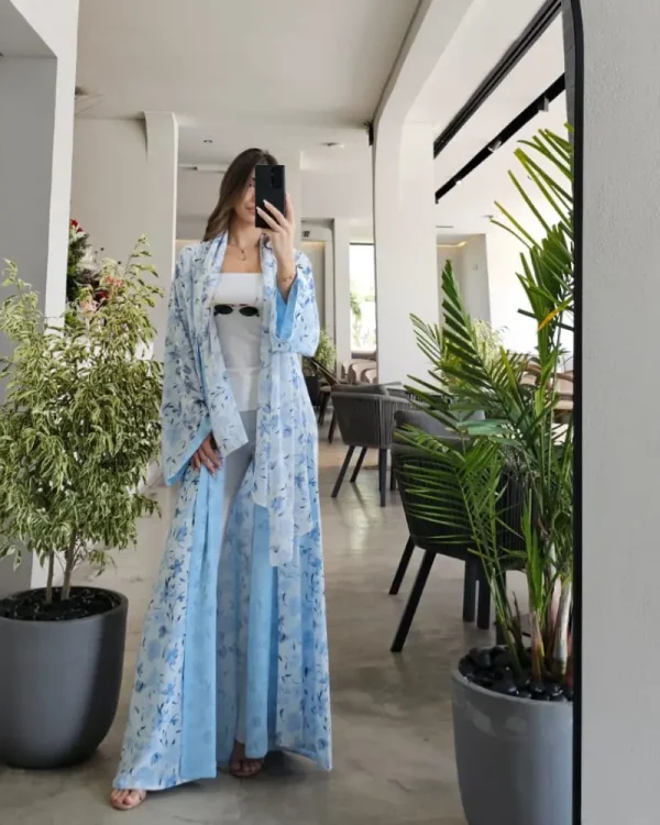 Noor Prints Abayas Made In UAE in Chiffon with a matching printed Sheila